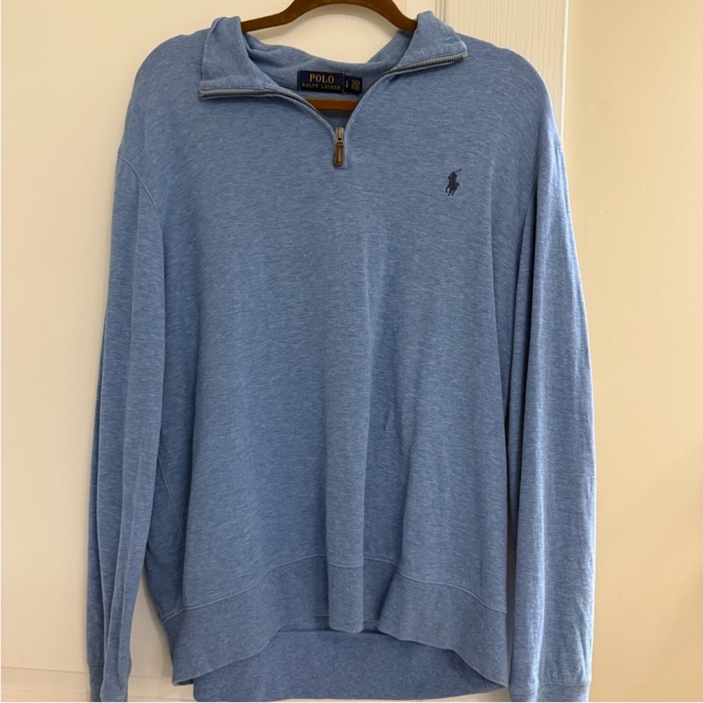 Ralph Lauren Men's Light Blue Zip-Up Sweater